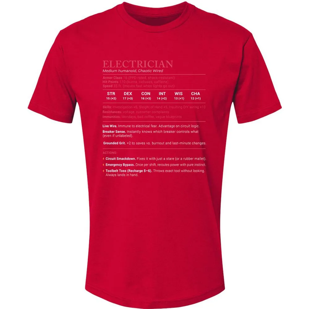 Electrician Stats Premium Unisex T-Shirt - Red - 6