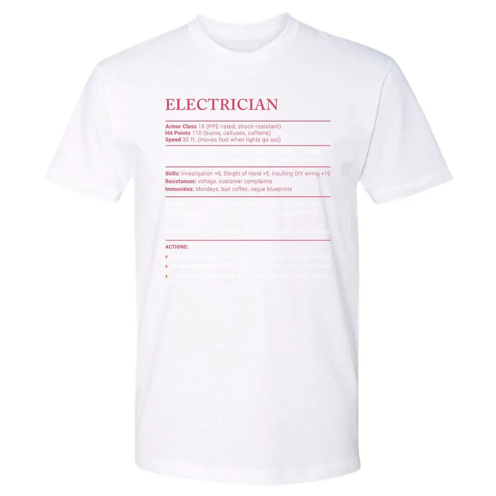 Electrician Stats Premium Unisex T-Shirt - White - 4