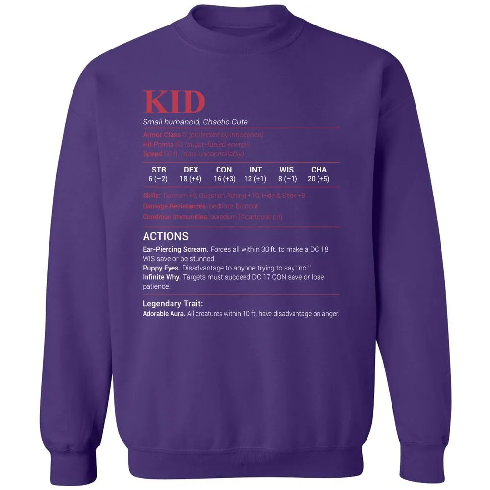 Kid Stats Classic Unisex Sweatshirt - Purple - 6