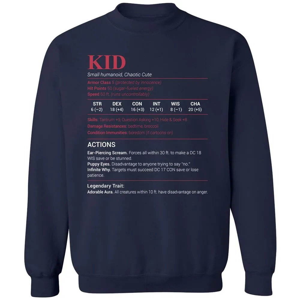 Kid Stats Classic Unisex Sweatshirt - Navy - 2