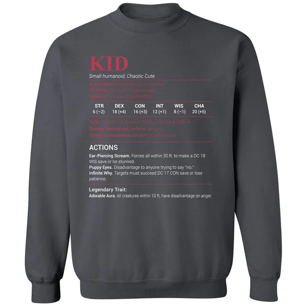 Kid Stats Classic Unisex Sweatshirt - Charcoal - 7