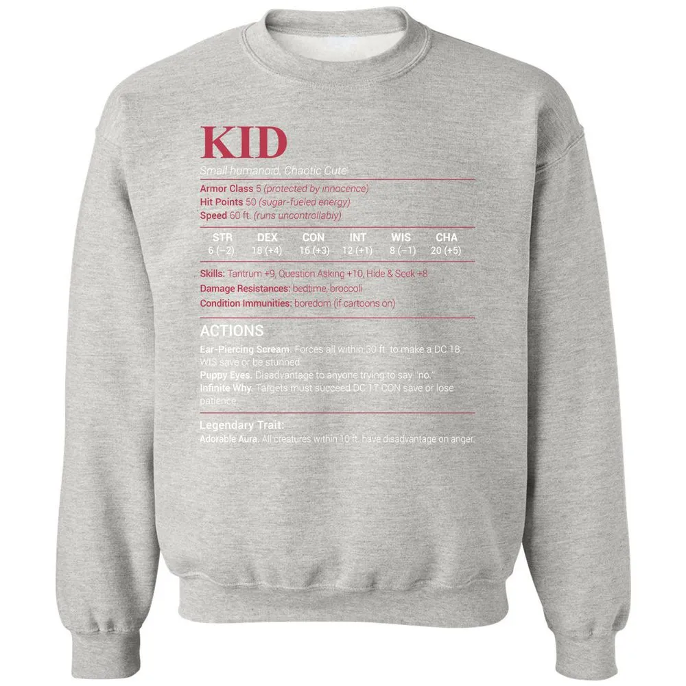 Kid Stats Classic Unisex Sweatshirt - Ash - 8