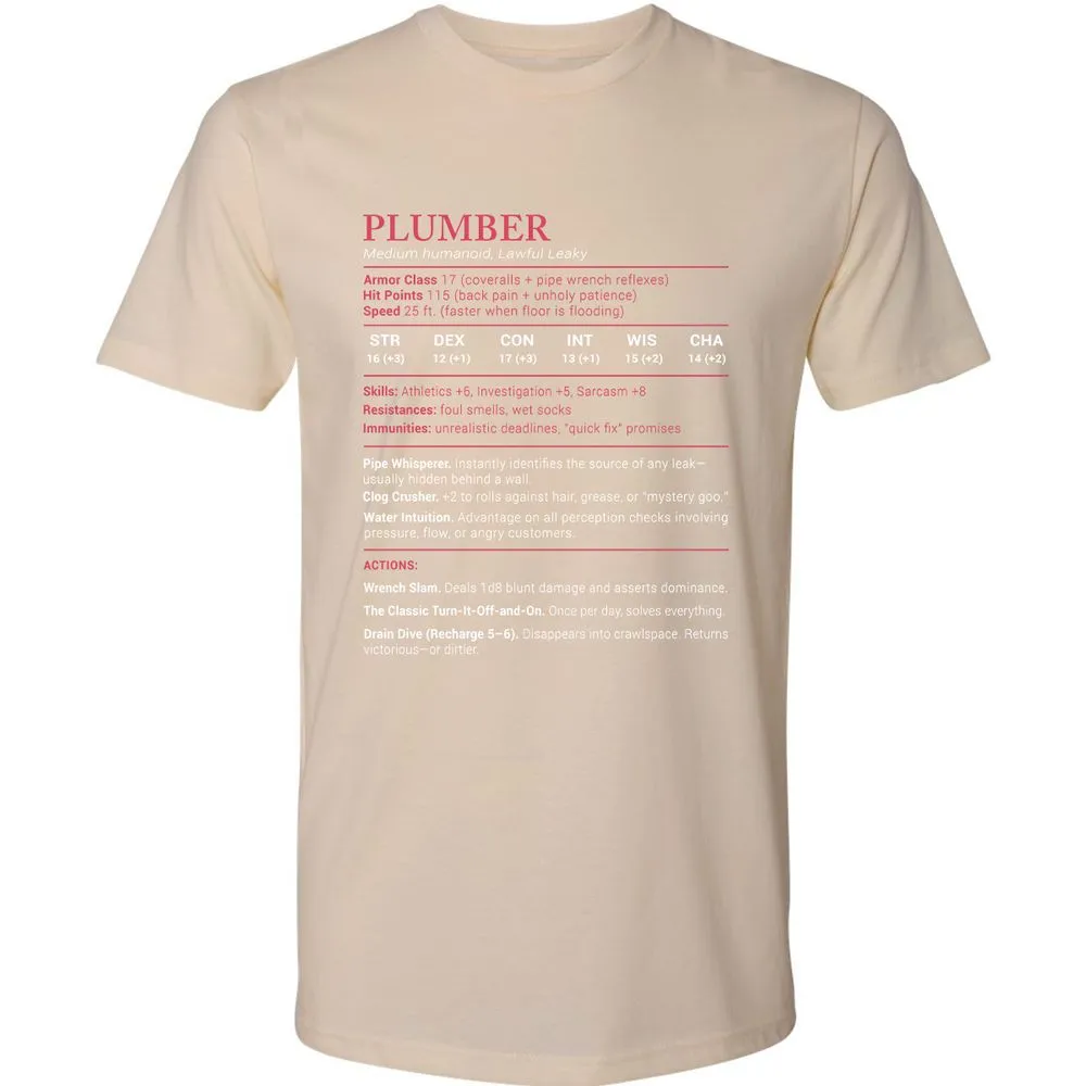 Plumber Stats Premium Unisex T-Shirt - Cream - 14