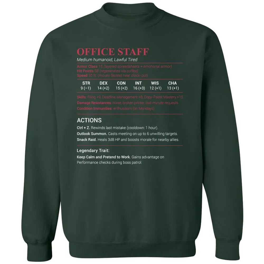 Office Staff Classic Unisex Sweatshirt - Forest Green - 4