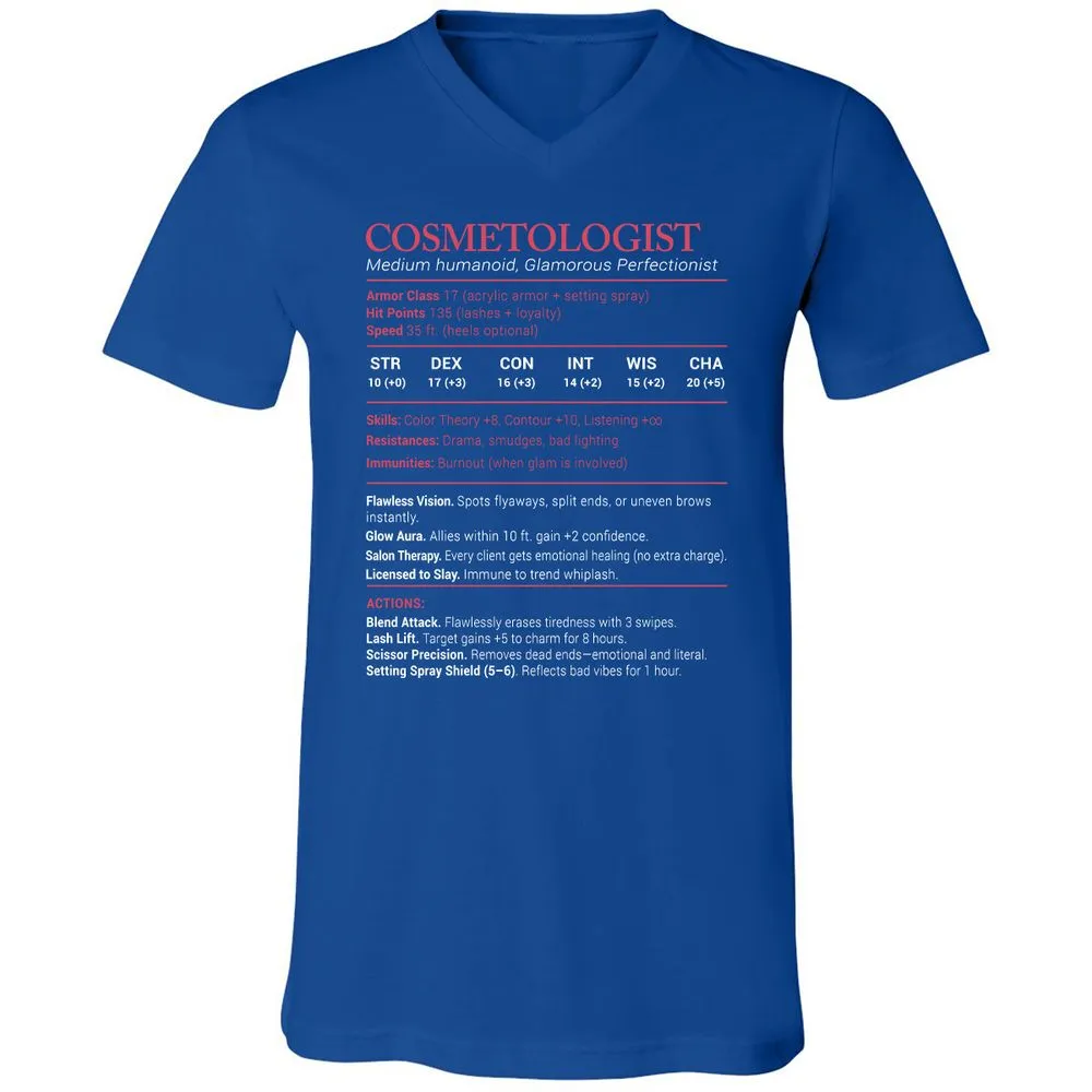 Cosmetologist Stats Unisex V-Neck T-Shirt - True Royal - 4