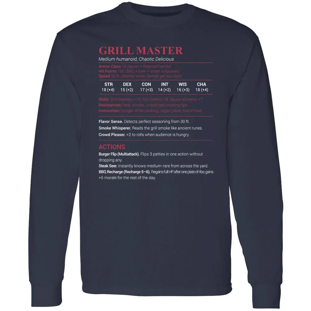 Grill Master Long Sleeve T-Shirt - Navy - 2