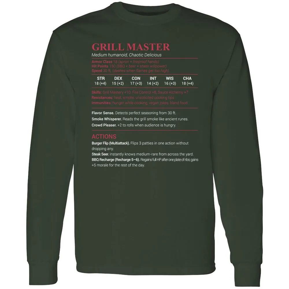 Grill Master Long Sleeve T-Shirt - Forest Green - 4