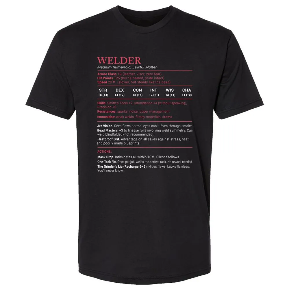 Welder Stats Premium Unisex T-Shirt - Black - 1