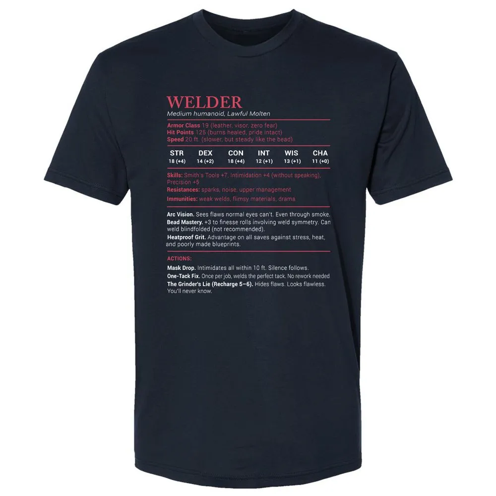 Welder Stats Premium Unisex T-Shirt - Midnight Navy - 2