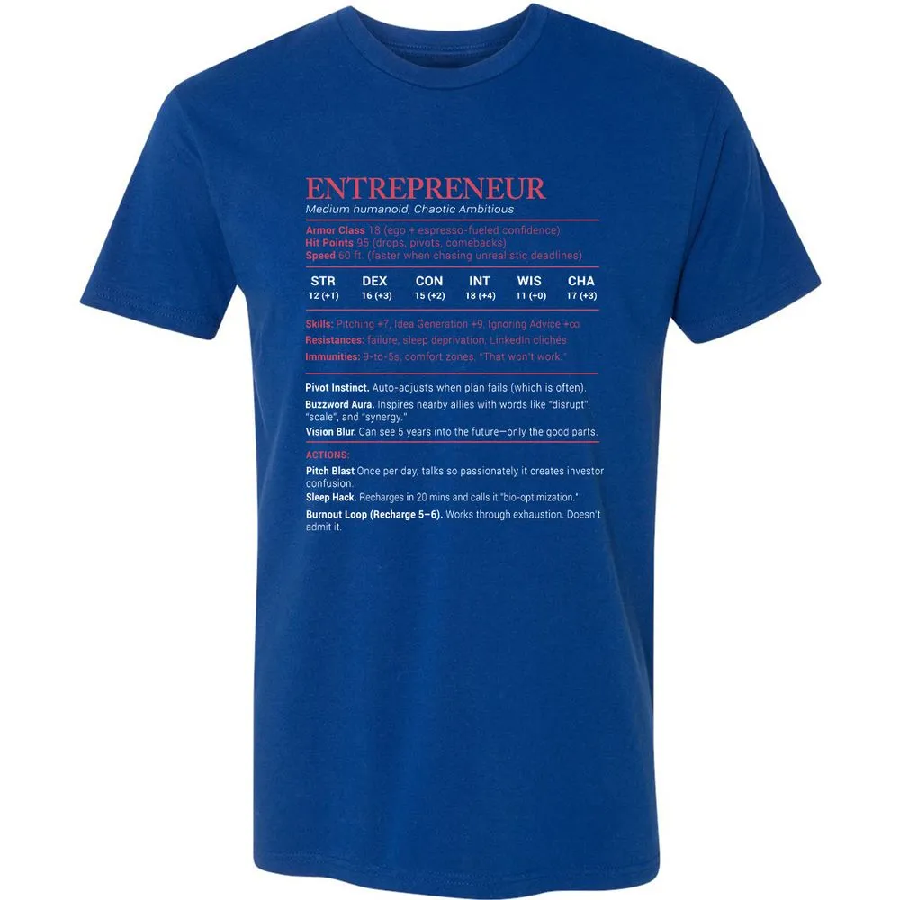 Entrepreneur Stats Premium Unisex T-Shirt - Royal - 10