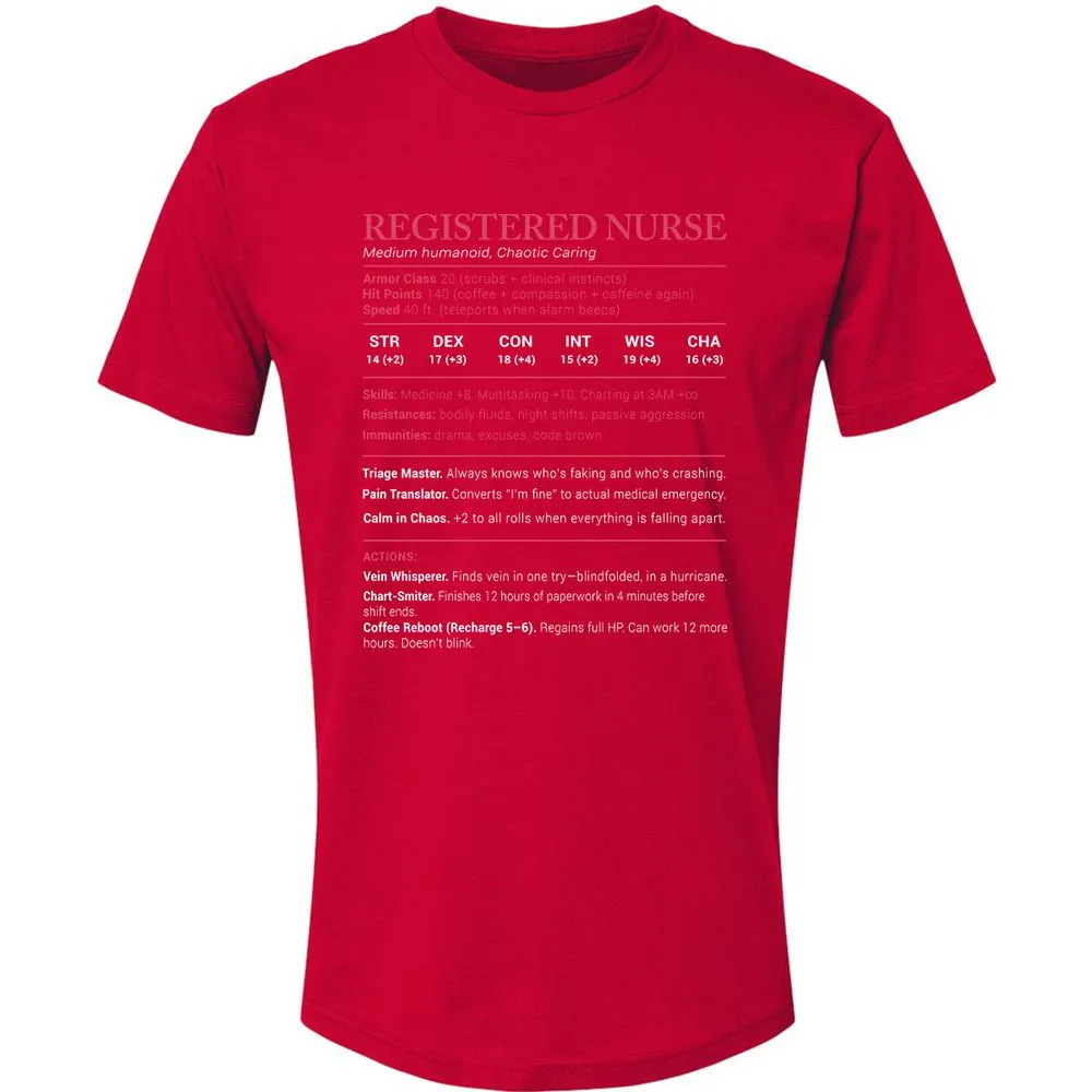 Registered Nurse Stats Premium Unisex T-Shirt - Red - 6