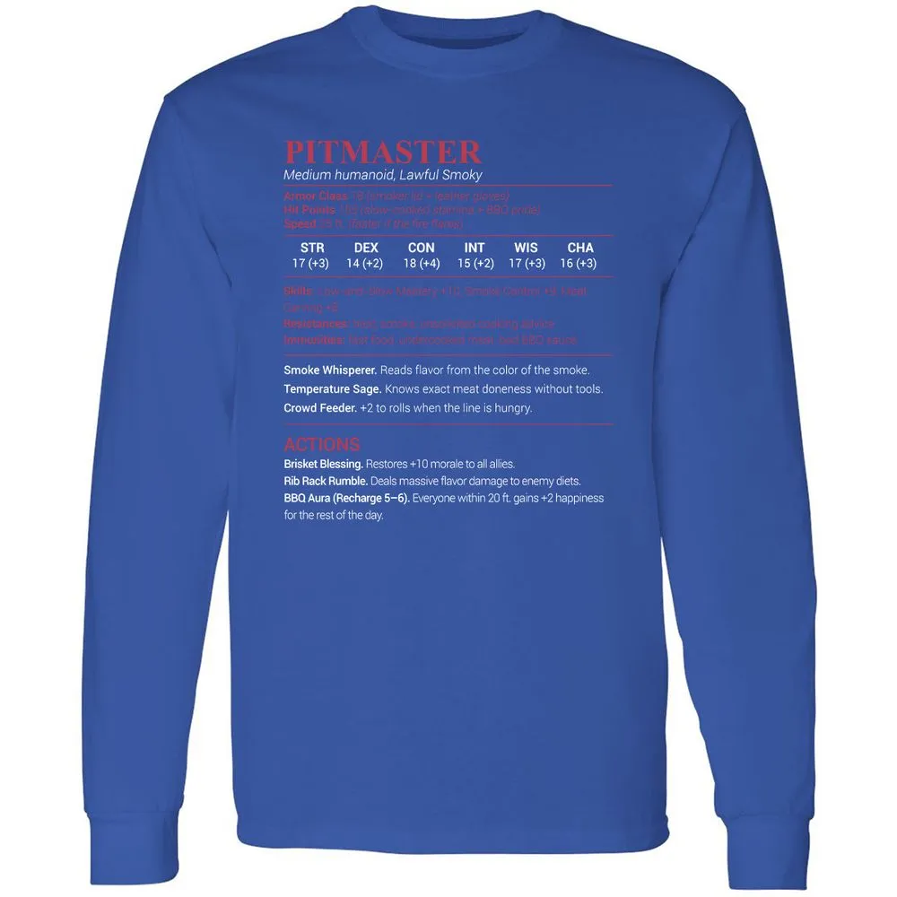 Pitmaster Stats Long Sleeve T-Shirt - Royal - 8