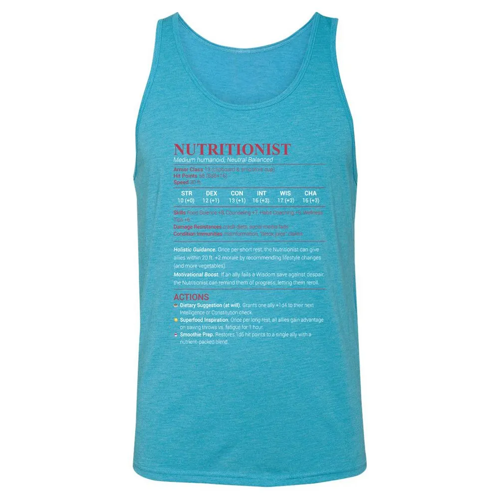 Nutritionist Unisex Jersey Tank - Aqua Triblend - 3