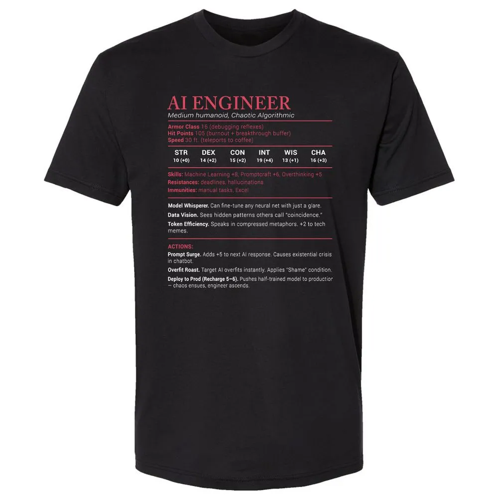 AI Engineer Stats Premium Unisex T-Shirt - Black - 1
