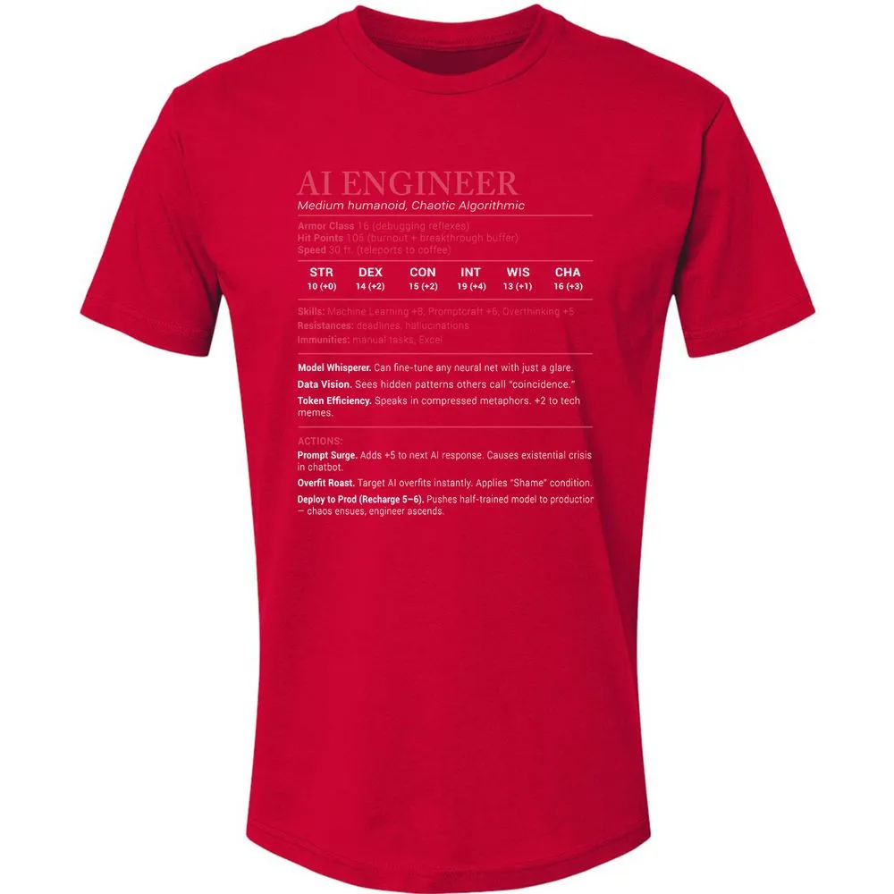 AI Engineer Stats Premium Unisex T-Shirt - Red - 6