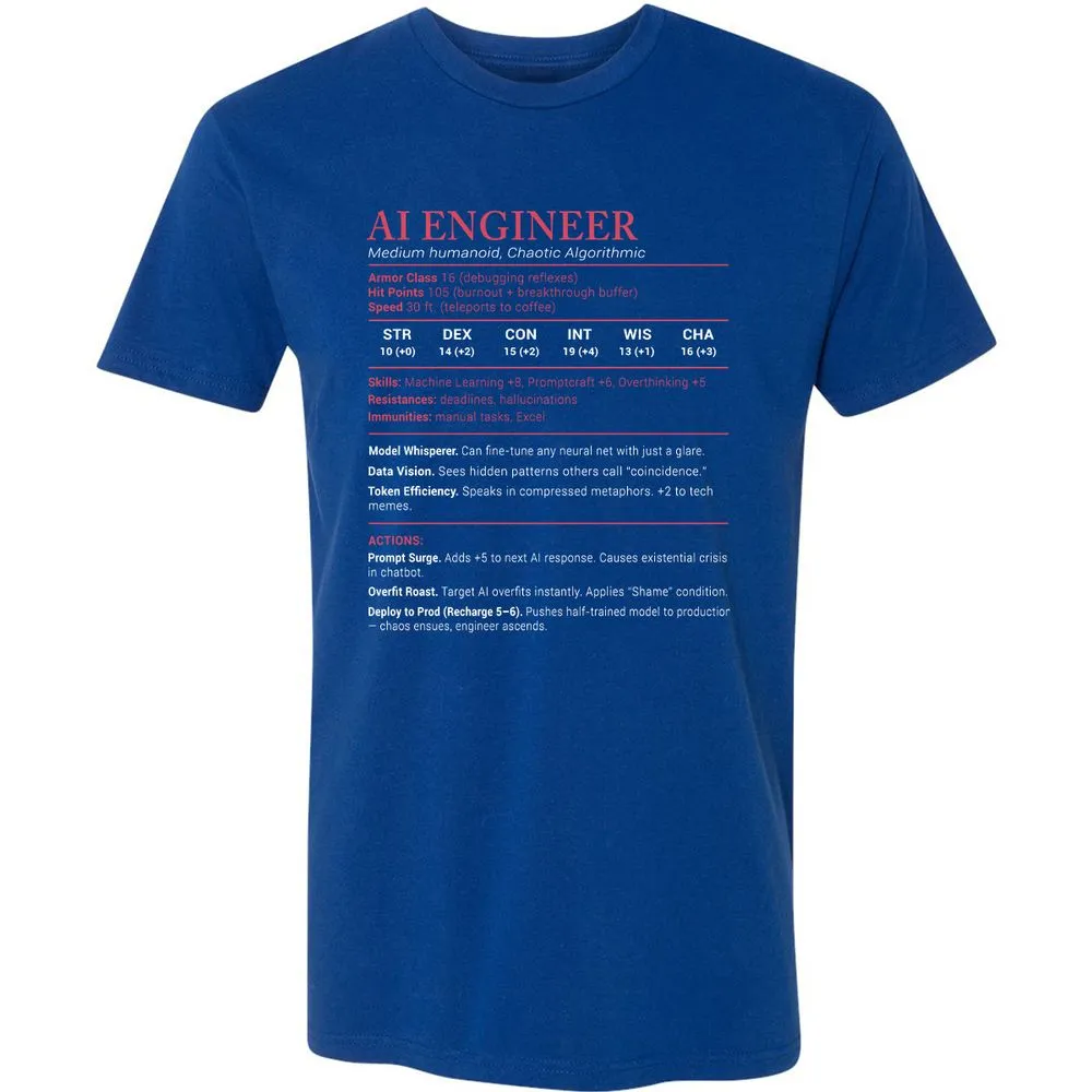 AI Engineer Stats Premium Unisex T-Shirt - Royal - 10