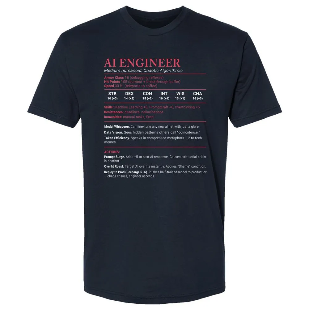 AI Engineer Stats Premium Unisex T-Shirt - Midnight Navy - 2