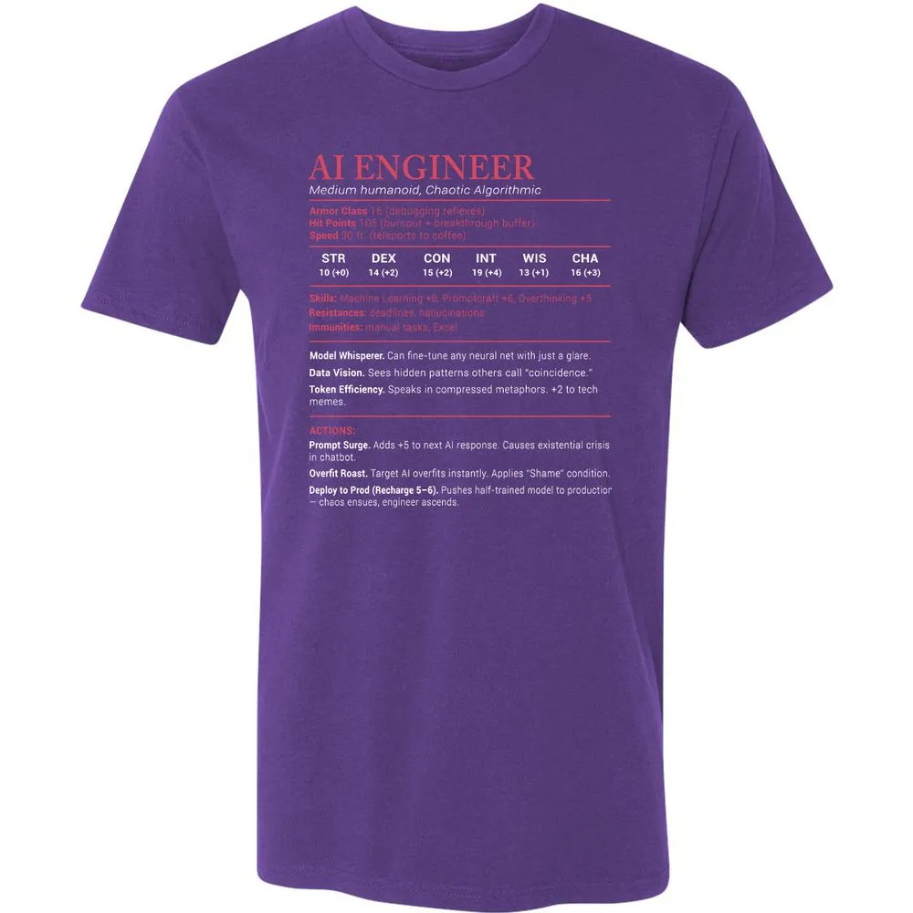 AI Engineer Stats Premium Unisex T-Shirt - Purple Rush - 7