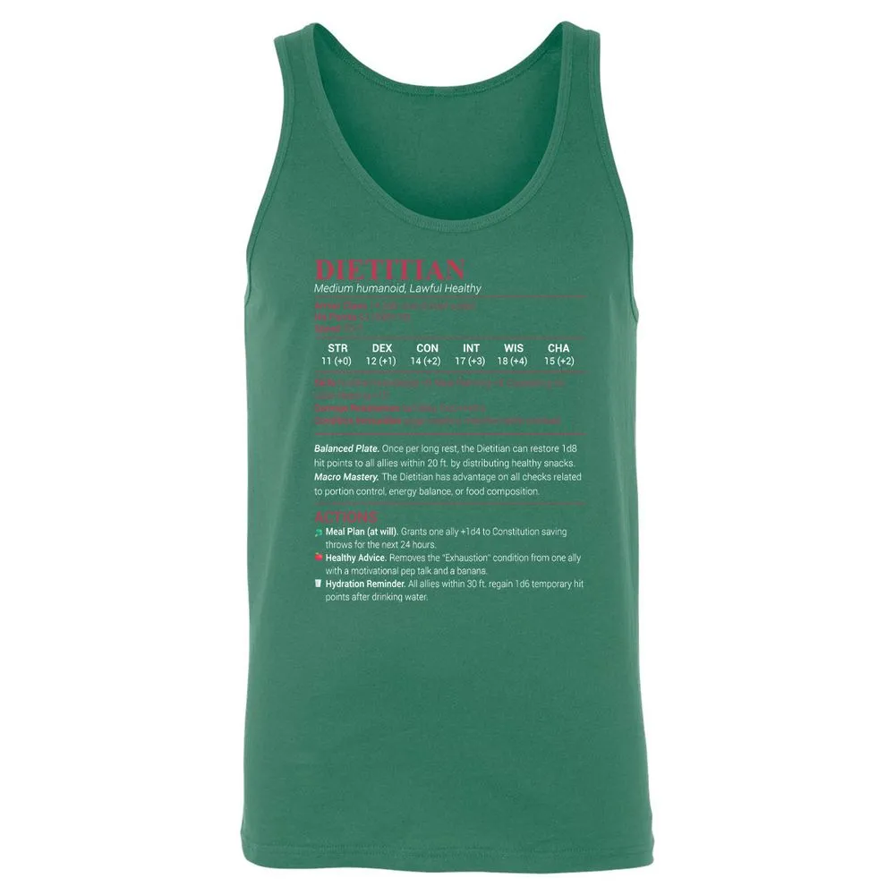 Dietitian Unisex Jersey Tank - Kelly - 9