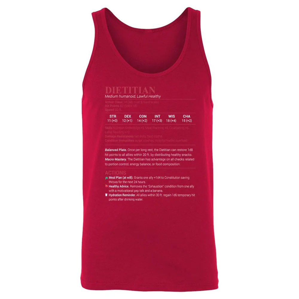 Dietitian Unisex Jersey Tank - Red - 11