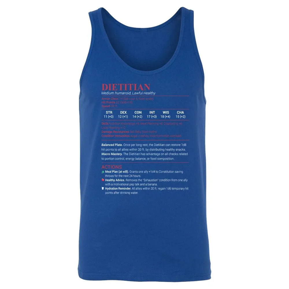 Dietitian Unisex Jersey Tank - True Royal - 13