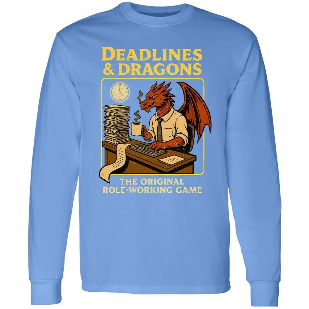 Deadlines & Dragons (Office Staff) Long Sleeve T-Shirt - Carolina Blue - 12