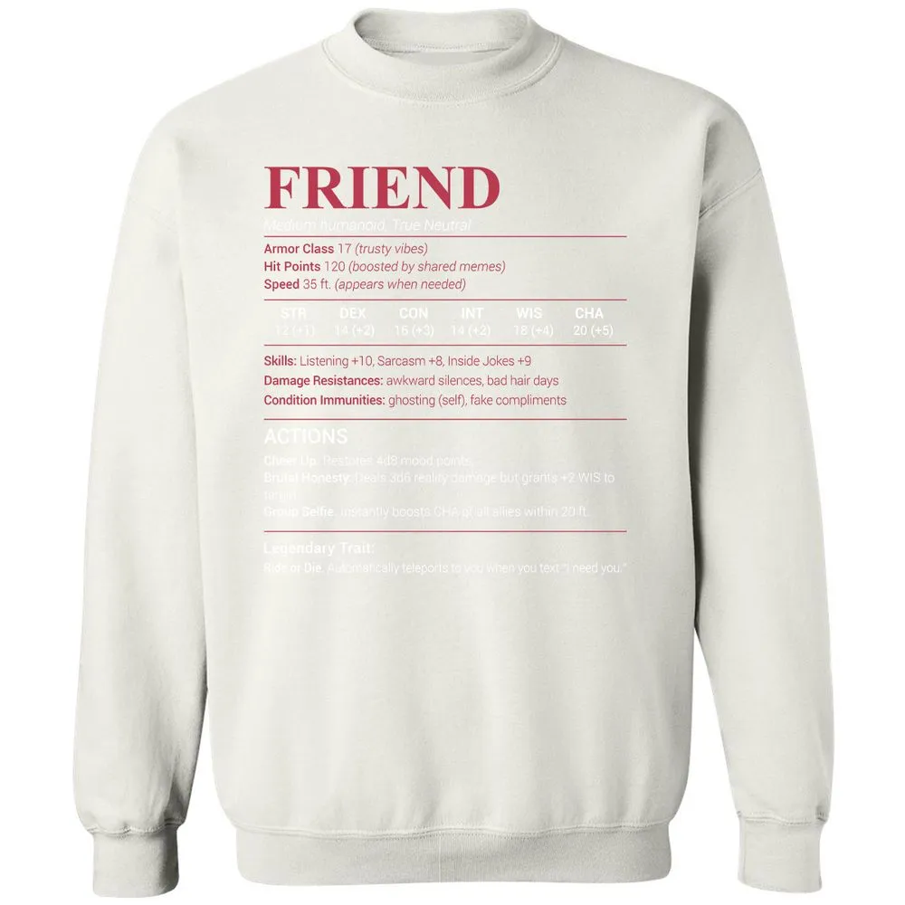 Friend Stats Classic Unisex Sweatshirt - White - 12