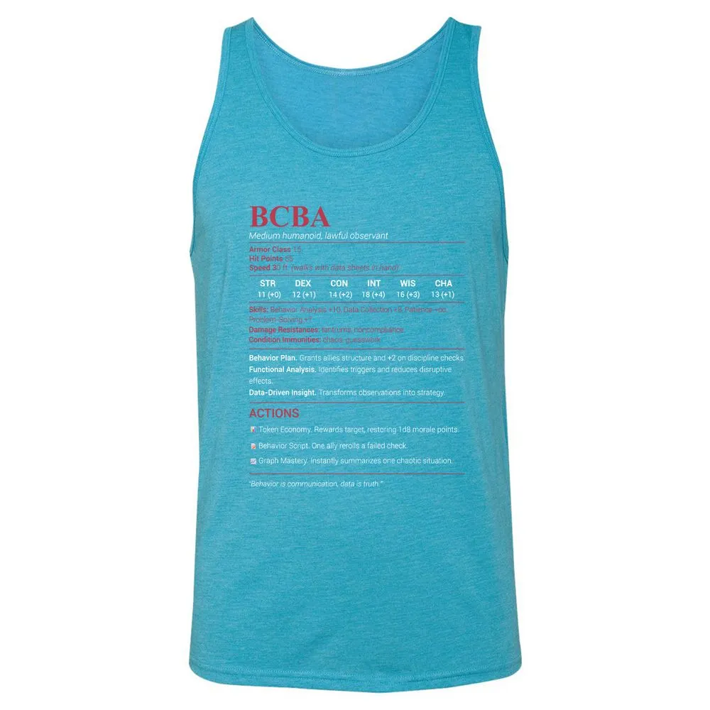 BCBA Unisex Jersey Tank - Aqua Triblend - 3