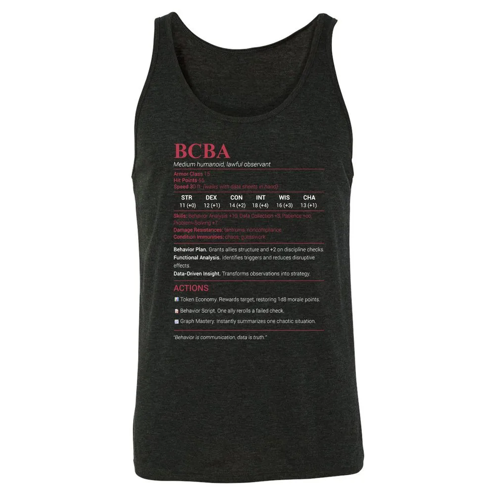 BCBA Unisex Jersey Tank - Charcoal Black Triblend - 5