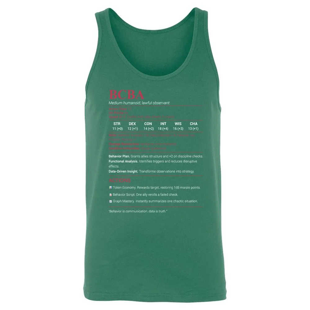 BCBA Unisex Jersey Tank - Kelly - 9