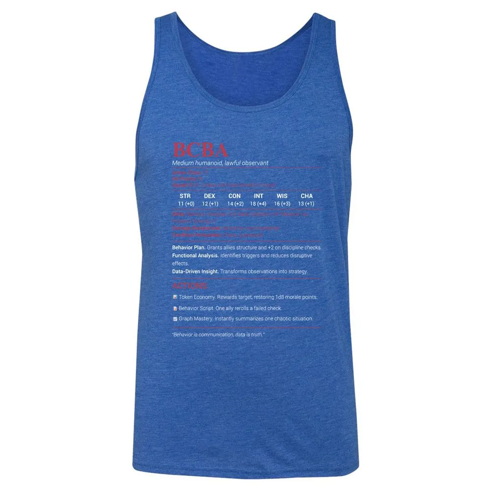 BCBA Unisex Jersey Tank - True Royal Triblend - 12