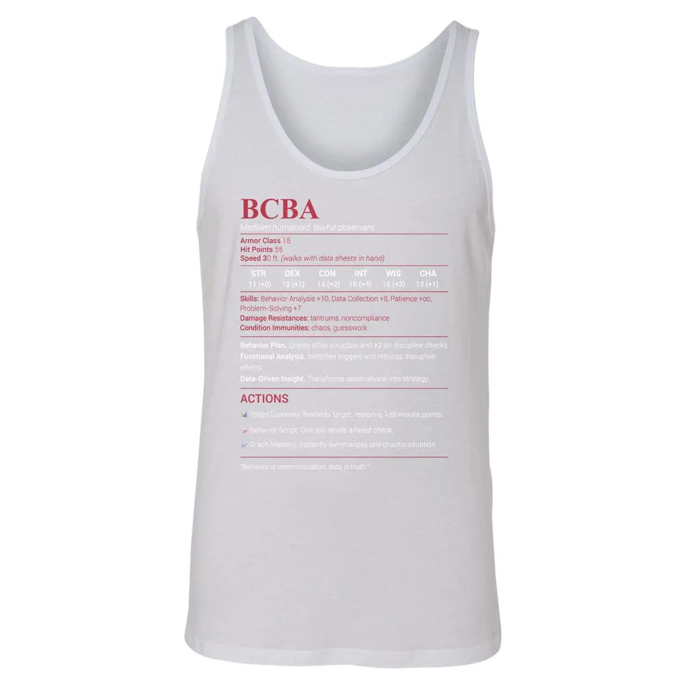 BCBA Unisex Jersey Tank - White - 14