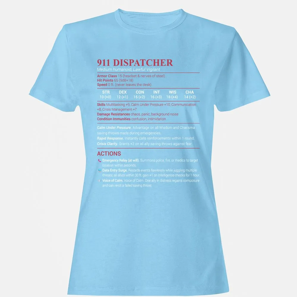 911 Dispatcher Women's T-Shirt - Light Blue - 8