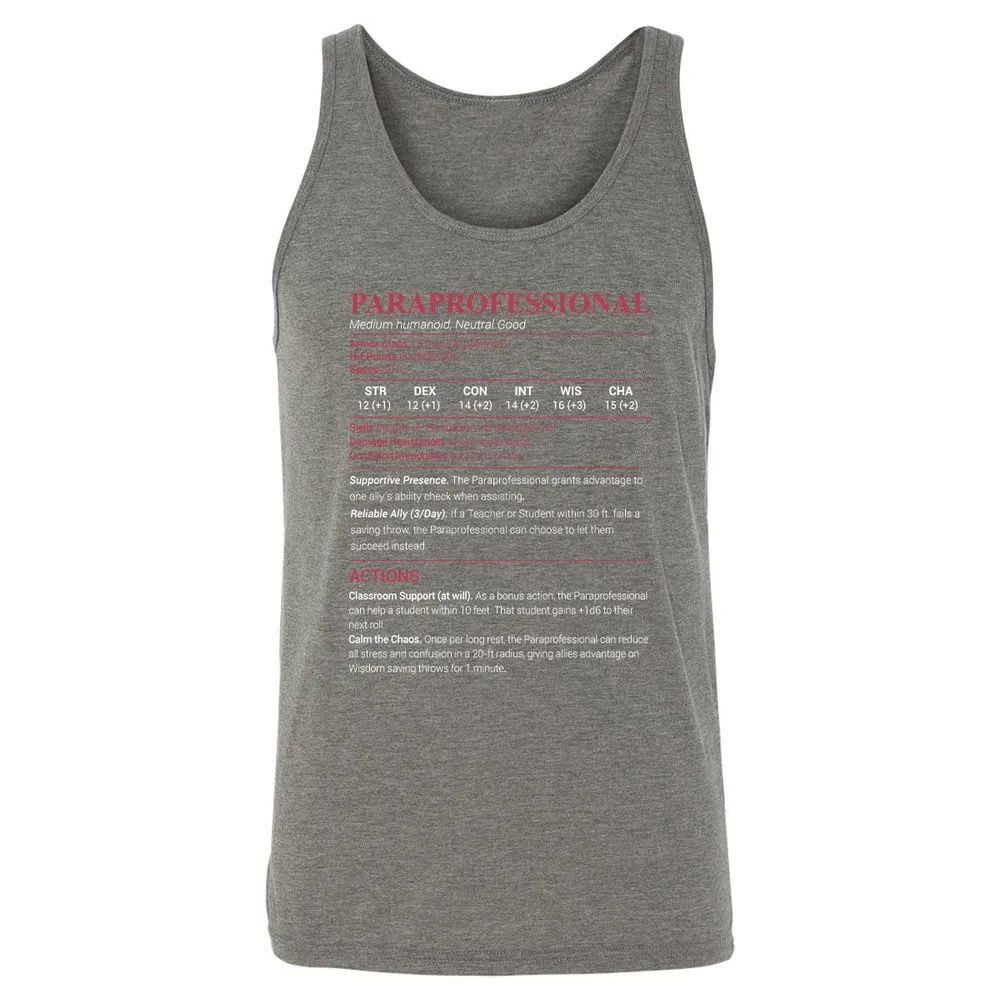 Paraprofessional Unisex Jersey Tank - Grey Triblend - 8