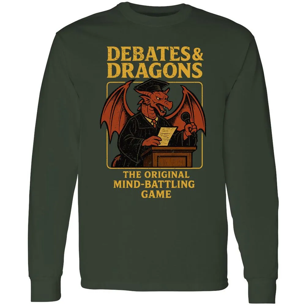 Debates & Dragons Long Sleeve T-Shirt - Forest Green - 4