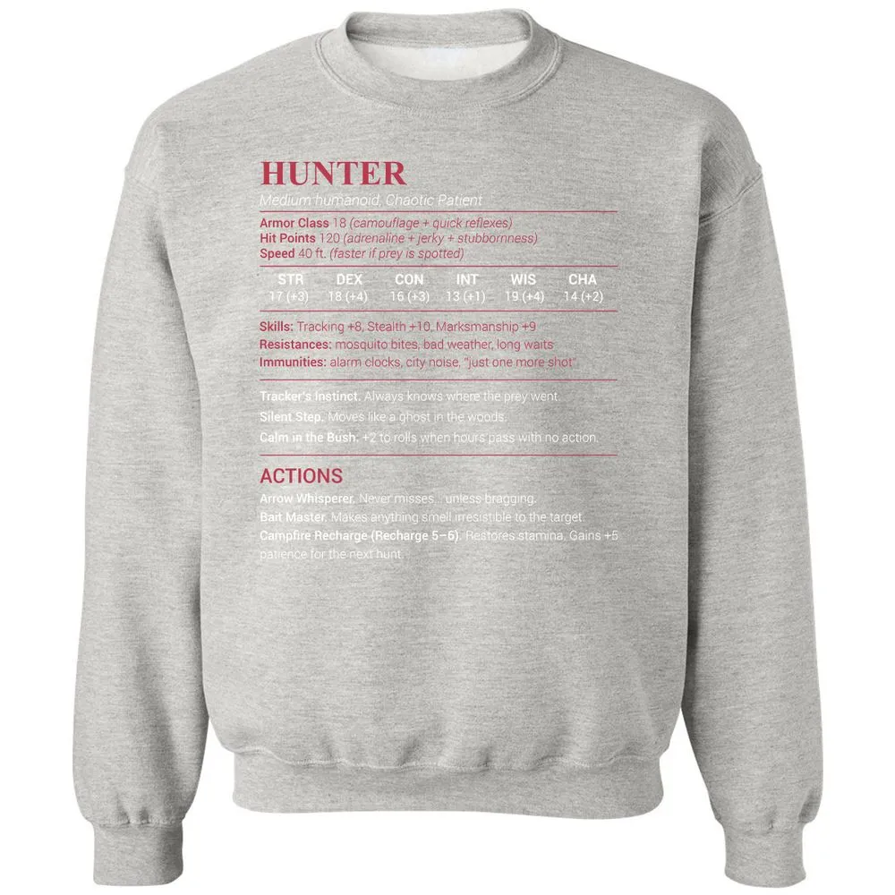 Hunter Stats Classic Unisex Sweatshirt - Ash - 8