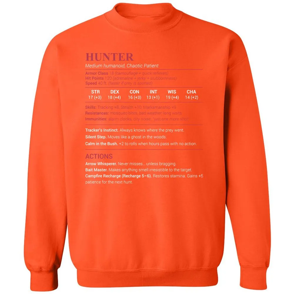 Hunter Stats Classic Unisex Sweatshirt - Orange - 10