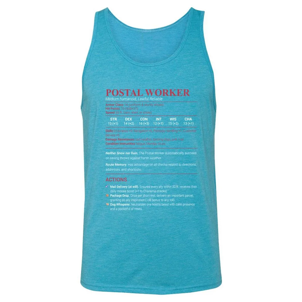 Postal Worker Unisex Jersey Tank - Aqua Triblend - 3