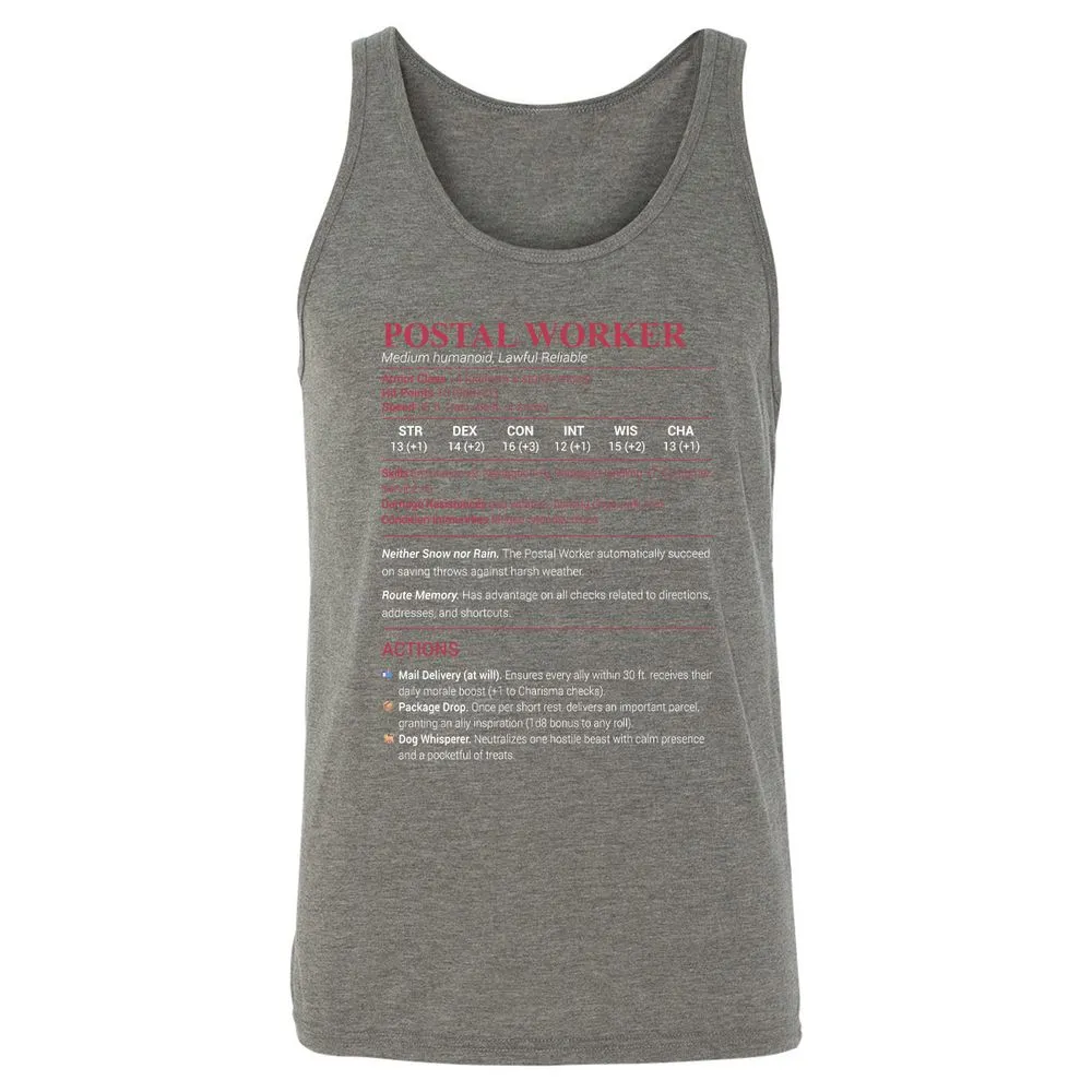 Postal Worker Unisex Jersey Tank - Grey Triblend - 8