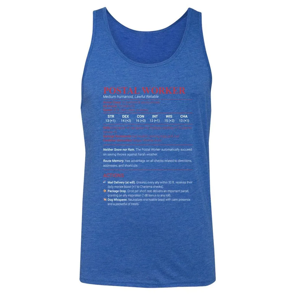 Postal Worker Unisex Jersey Tank - True Royal Triblend - 12