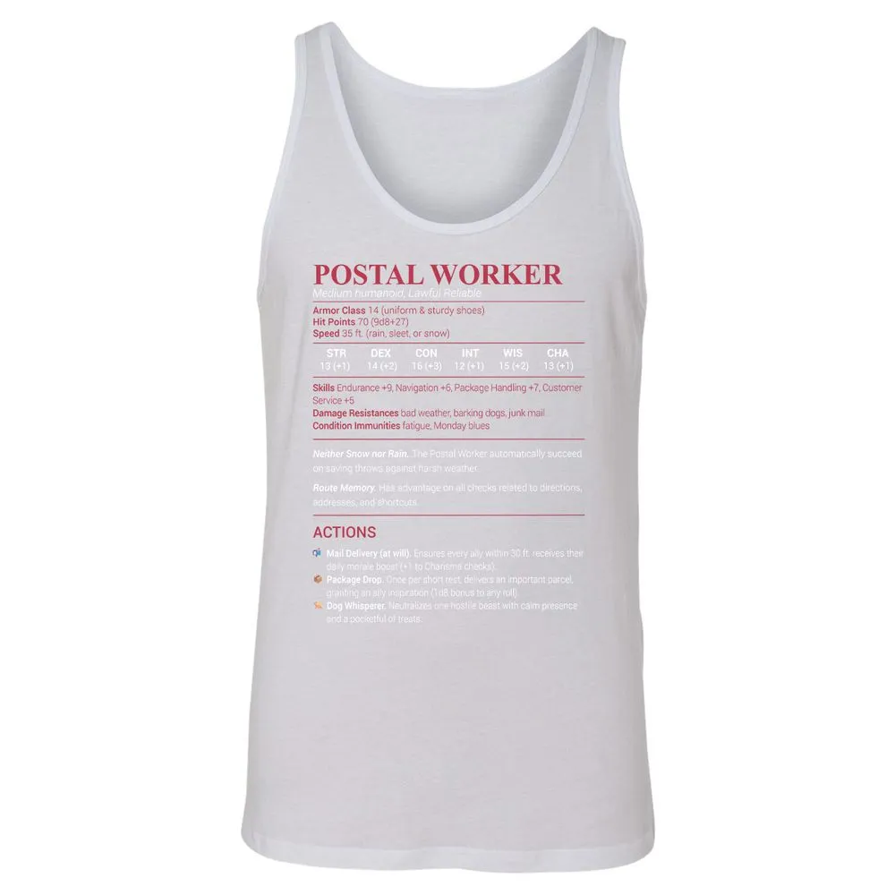Postal Worker Unisex Jersey Tank - White - 14