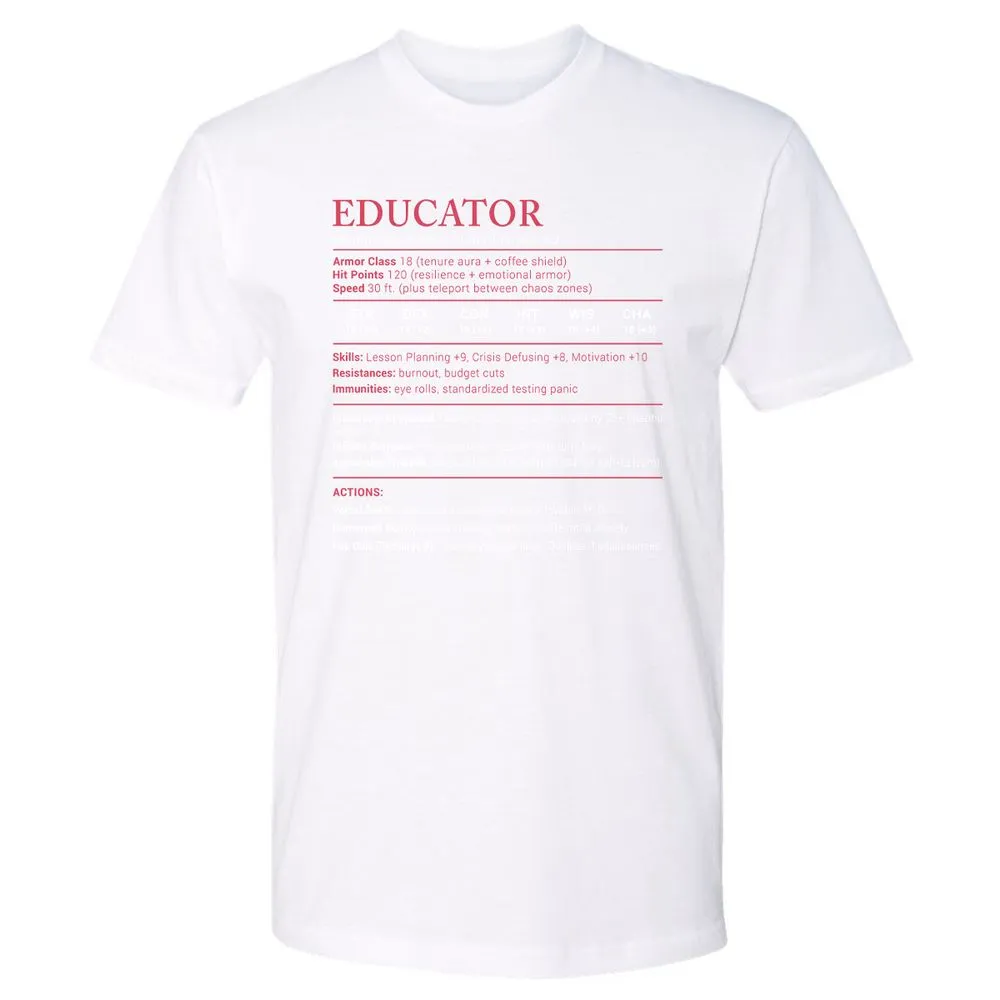 Educator Stats Premium Unisex T-Shirt - White - 4