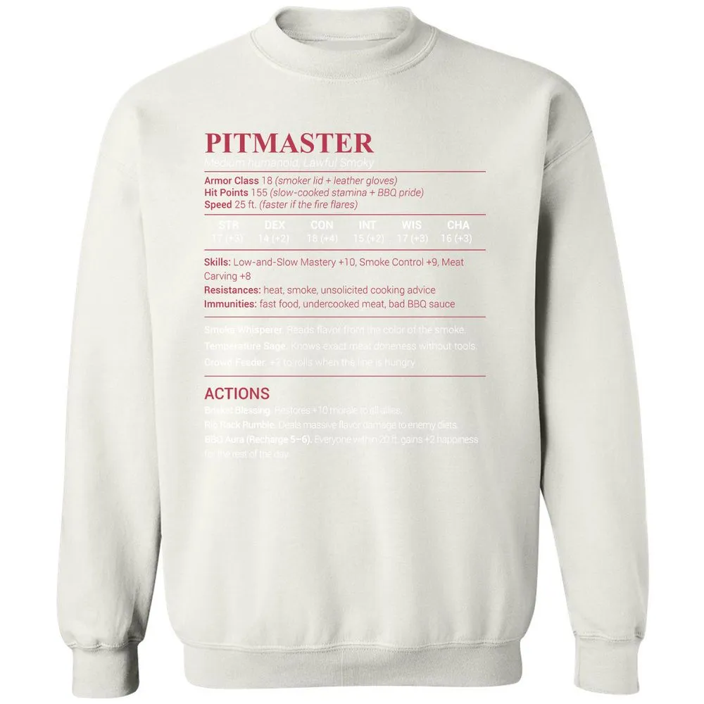 Pitmaster Stats Classic Unisex Sweatshirt - White - 12