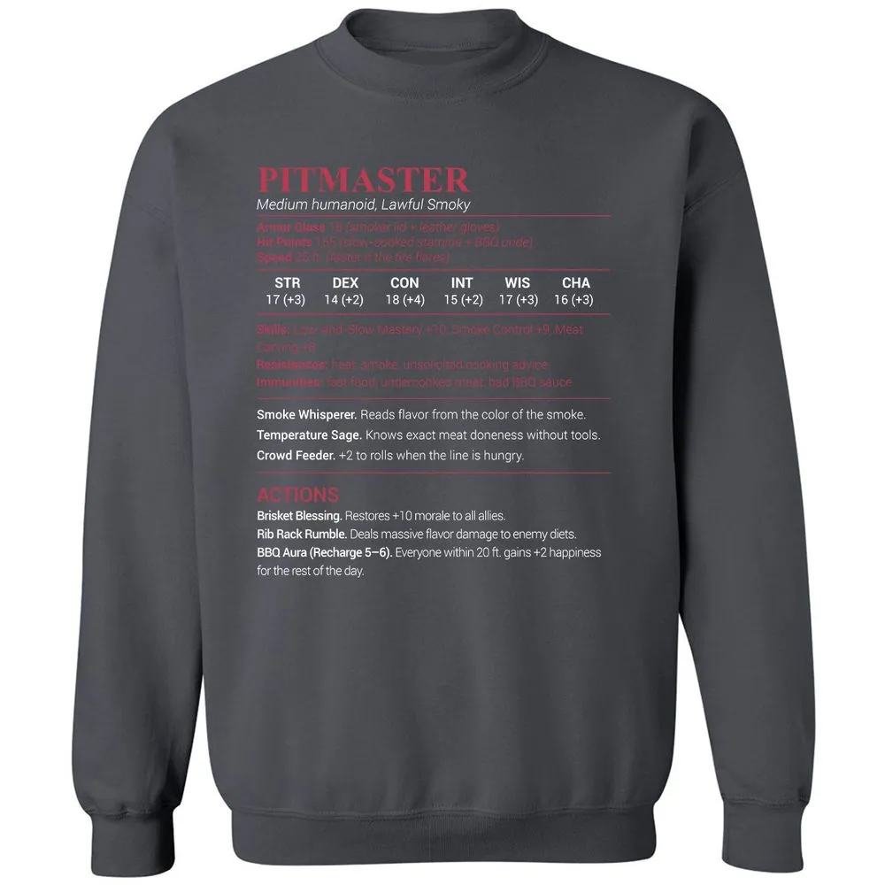 Pitmaster Stats Classic Unisex Sweatshirt - Charcoal - 7