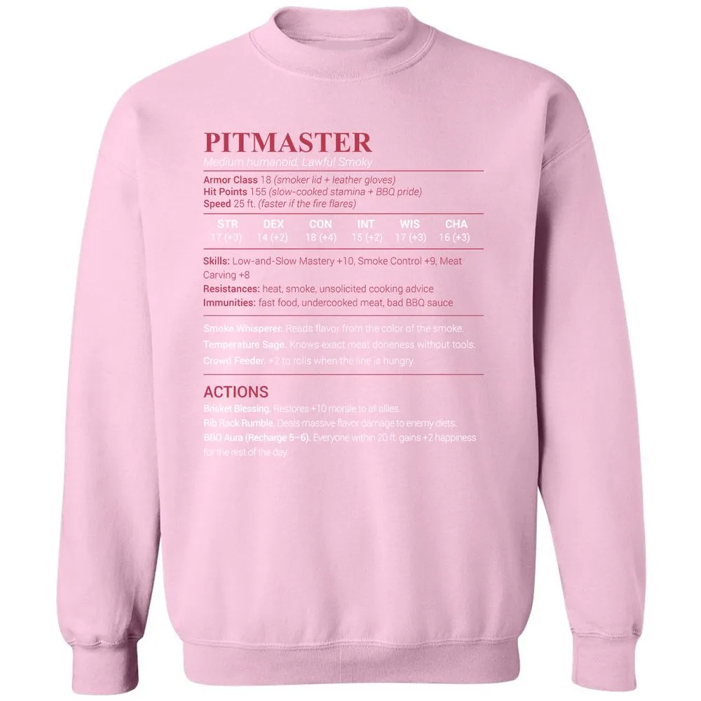 Pitmaster Stats Classic Unisex Sweatshirt - Light Pink - 3