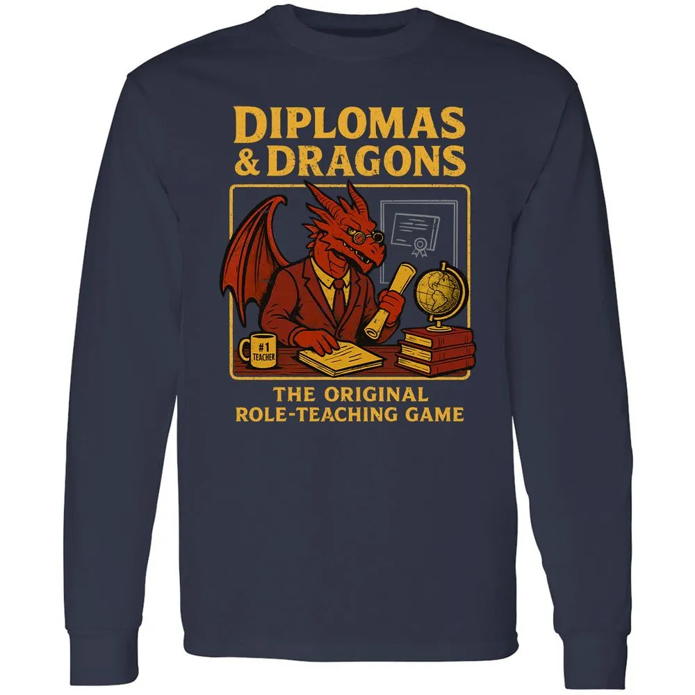 Diplomas & Dragons Long Sleeve T-Shirt - Navy - 2