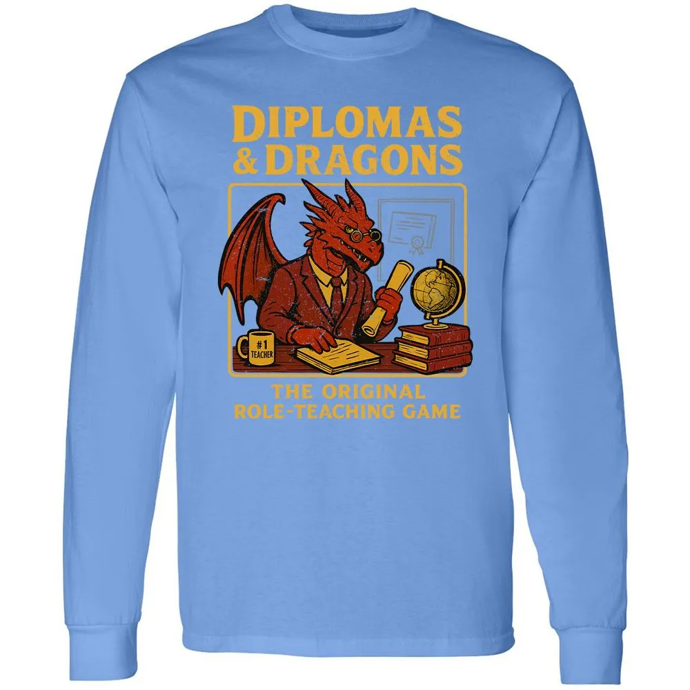 Diplomas & Dragons Long Sleeve T-Shirt - Carolina Blue - 12