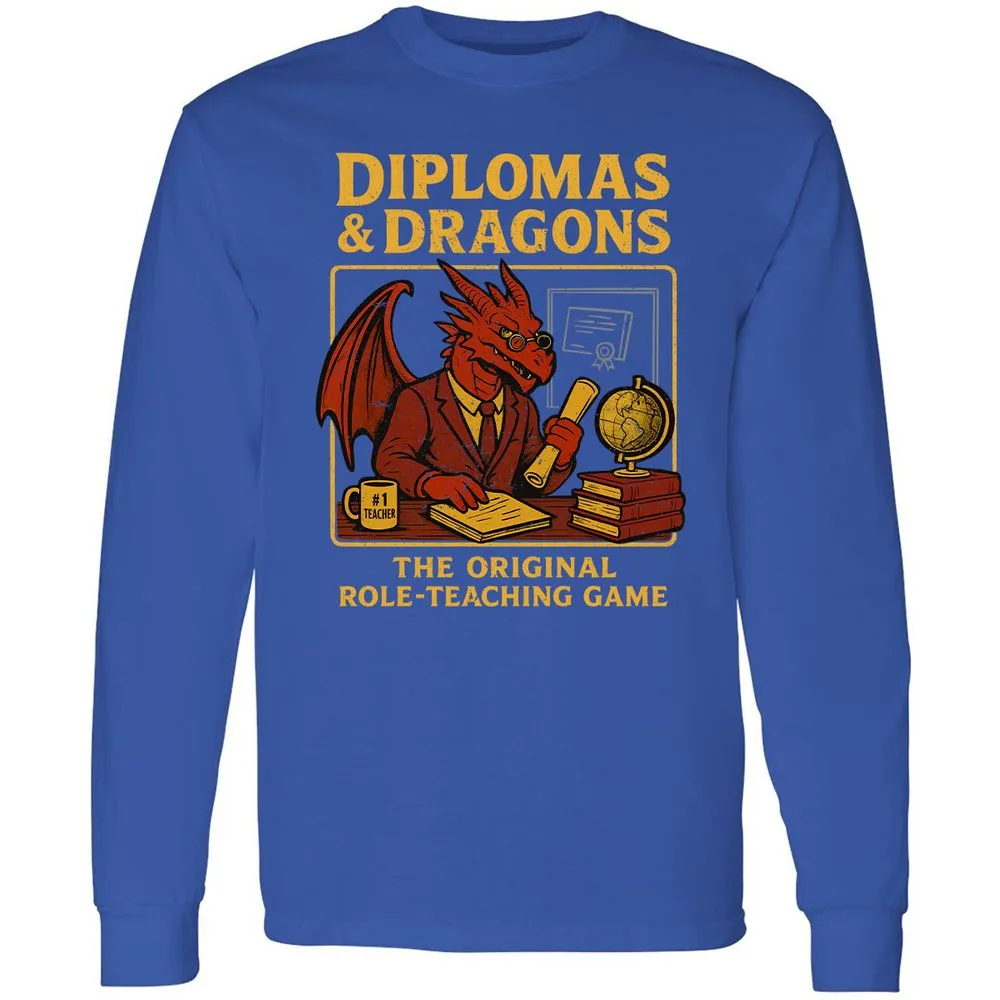 Diplomas & Dragons Long Sleeve T-Shirt - Royal - 8