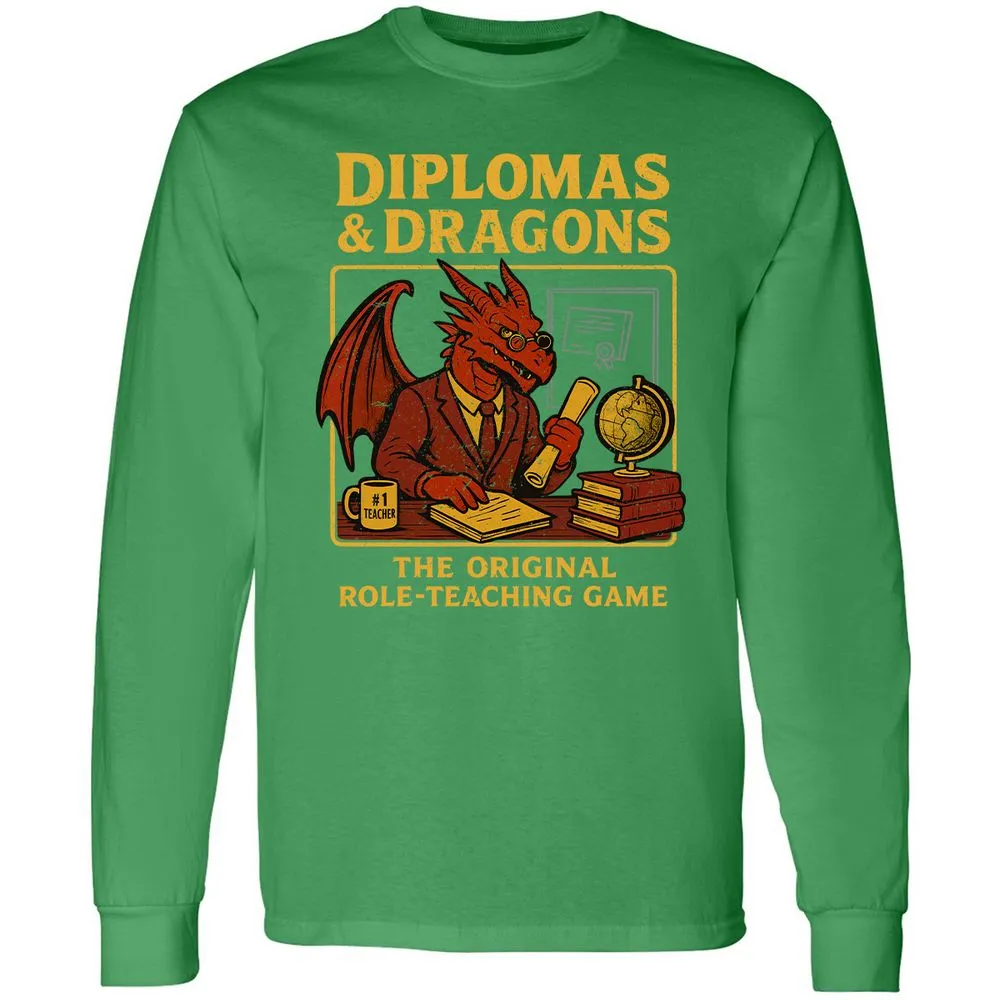 Diplomas & Dragons Long Sleeve T-Shirt - Irish Green - 10