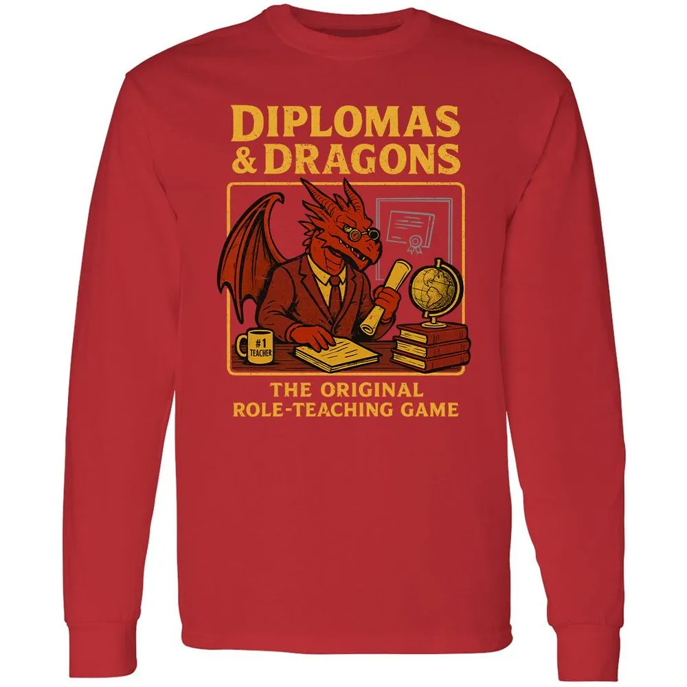 Diplomas & Dragons Long Sleeve T-Shirt - Red - 14